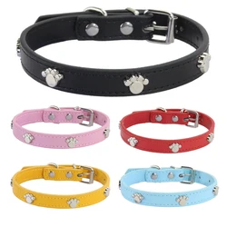Collares duraderos de cuero con huella para perros y cachorros, collares para perros pequeños y grandes, accesorios para gatos, Collar para mascotas para perros pequeños
