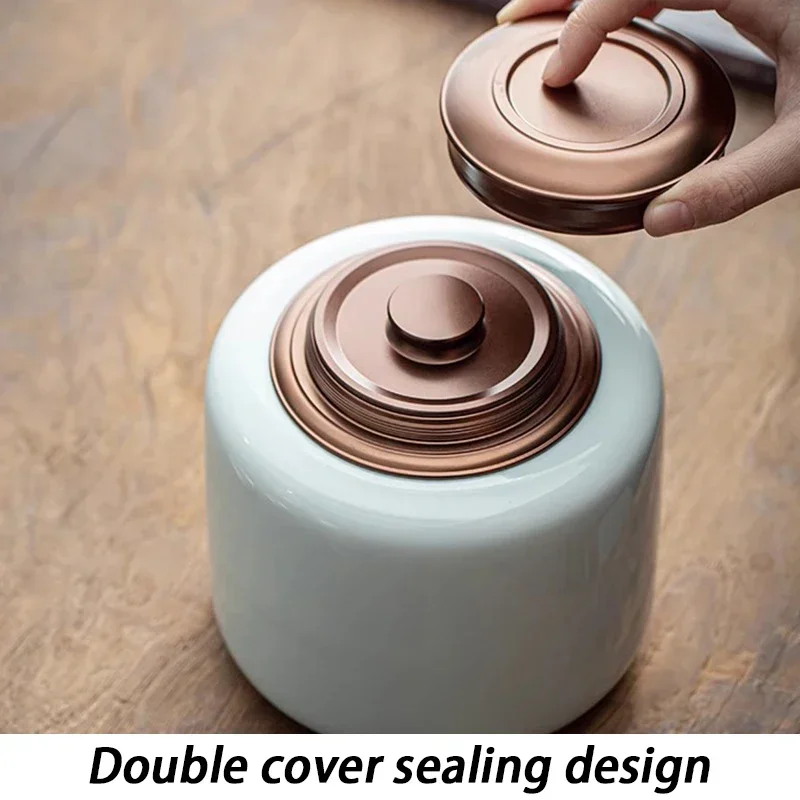 Urna de cerámica para mascotas de 1750ML, urna conmemorativa para mascotas funerarias, cenizas, aleación de aluminio, doble tapa, urnas selladas, recuerdo de cremación de cenizas para gatos - imagen 3