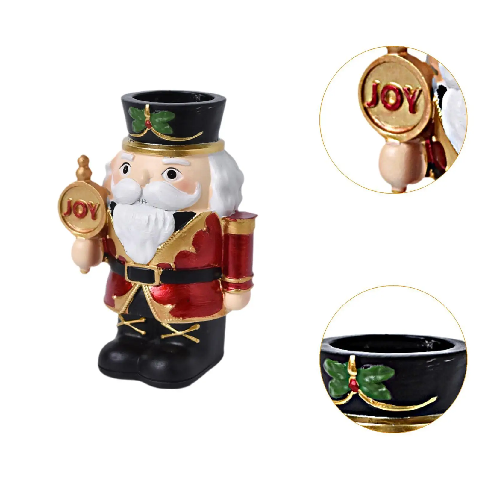 Nutcracker Pillar Candle Holder Sculpture Christmas Decoration for Festivals Dinner Table Anniversary Farmhouse Dining Room