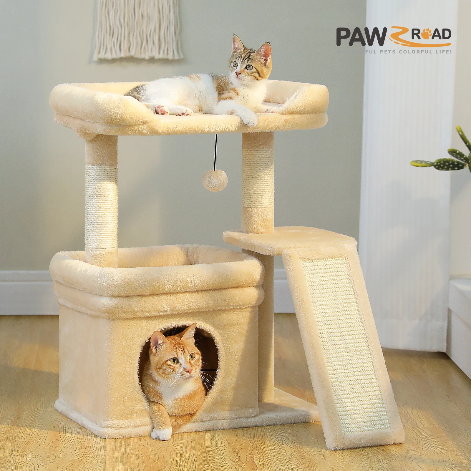 Árbol rascador compacto para gatos con sisal y plataforma - imagen 3