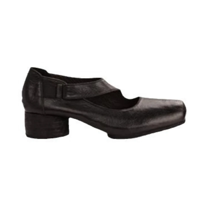 Zapatos de mujer Mary Jane cuero tacón grueso punta cuadrada