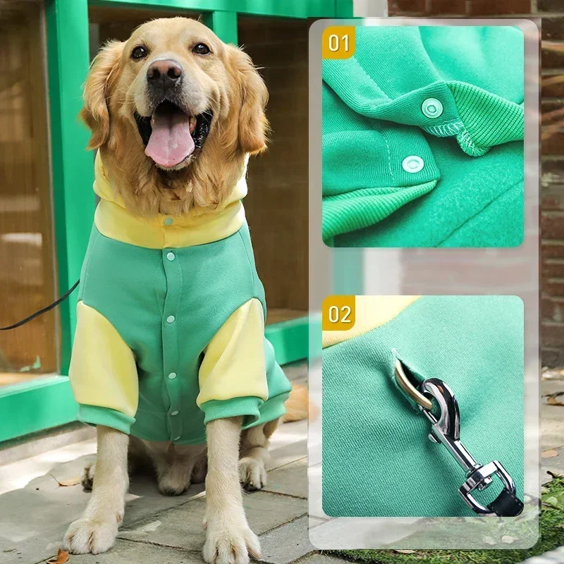 Chaqueta gruesa con capucha para perros medianos y grandes, Labrador, ropa cálida de otoño e invierno, monos de moda para proveedores de abrigos para perros y mascotas - imagen 3