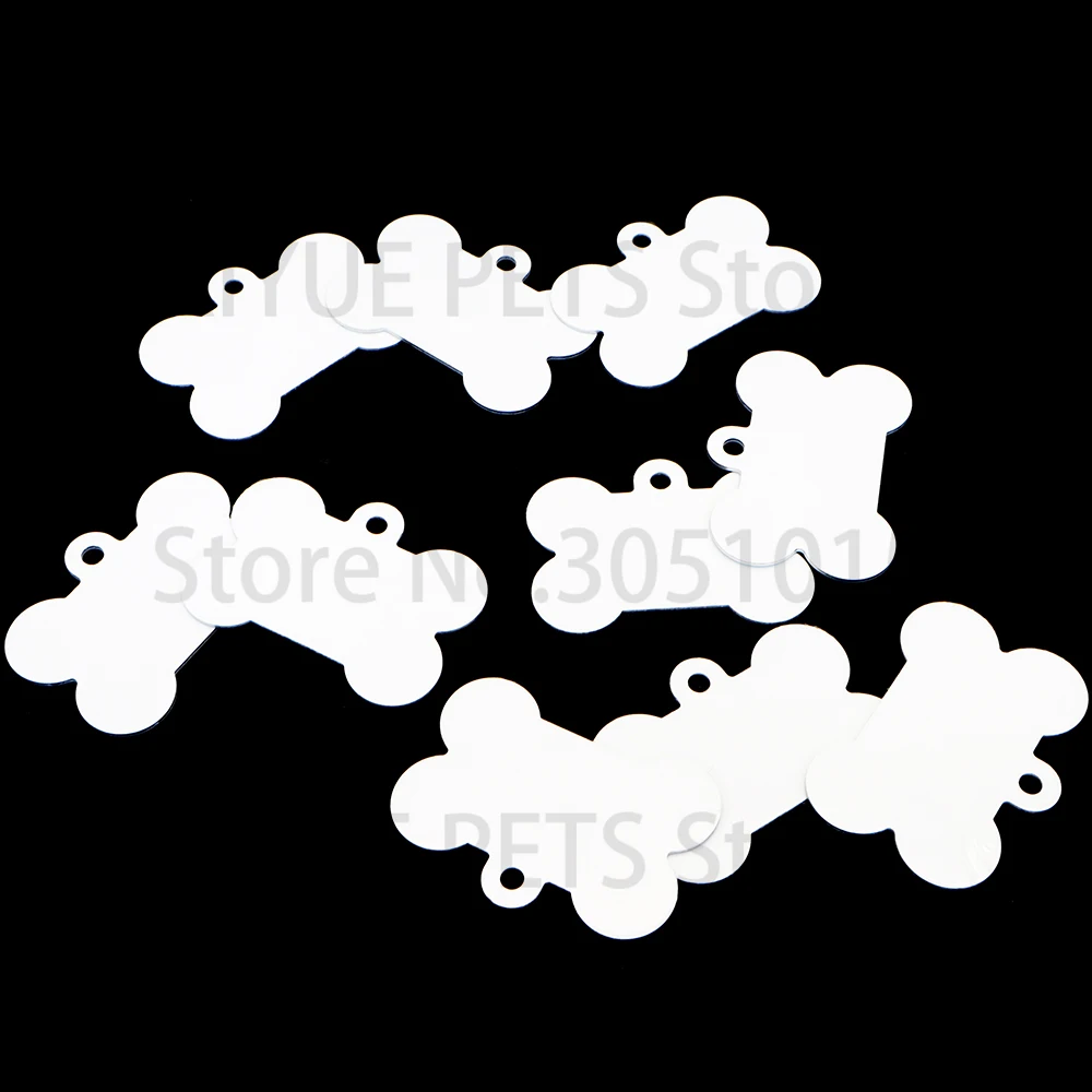100 Uds etiqueta blanca colgante para mascota impresión Color colgante forma de hueso etiqueta de identificación de perro accesorios de llavero personalizados - imagen 4