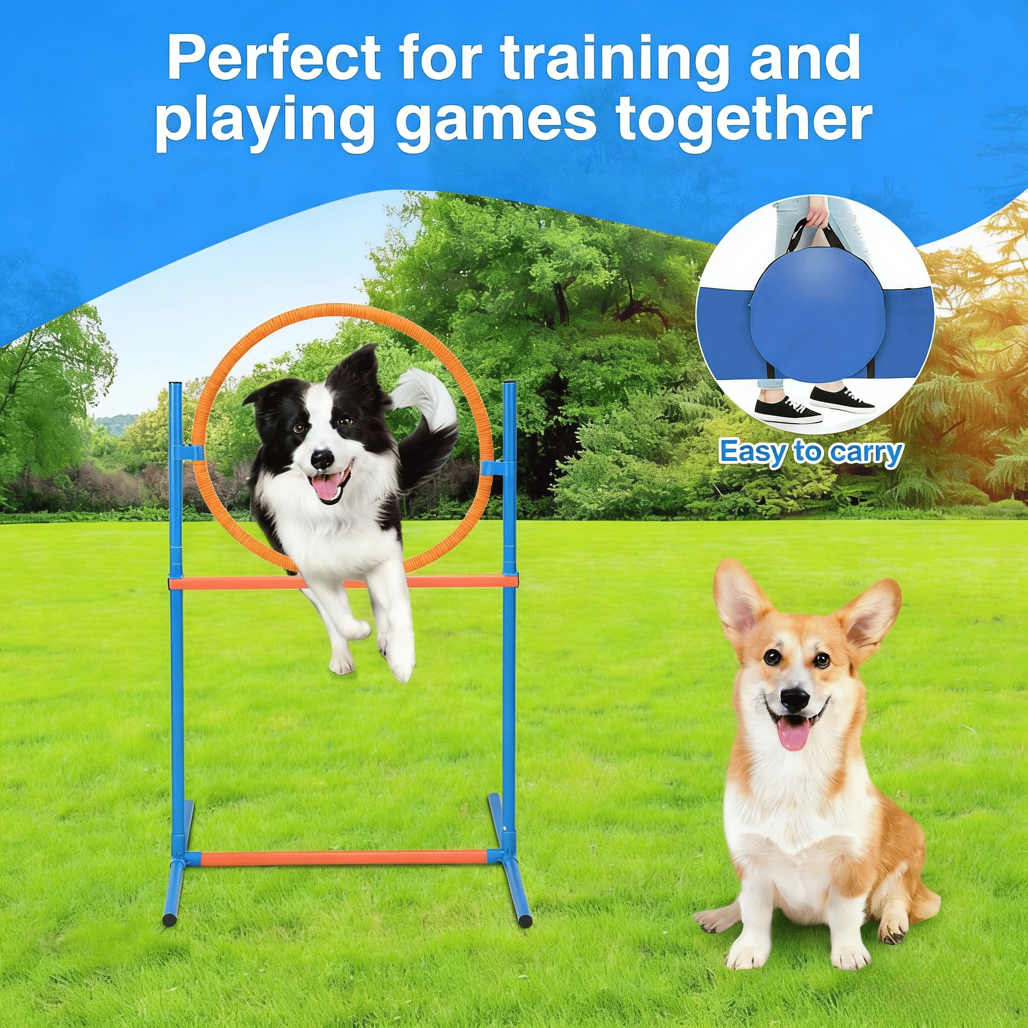 Set de agilidad para perros en jardín con obstáculos portátiles - imagen 3