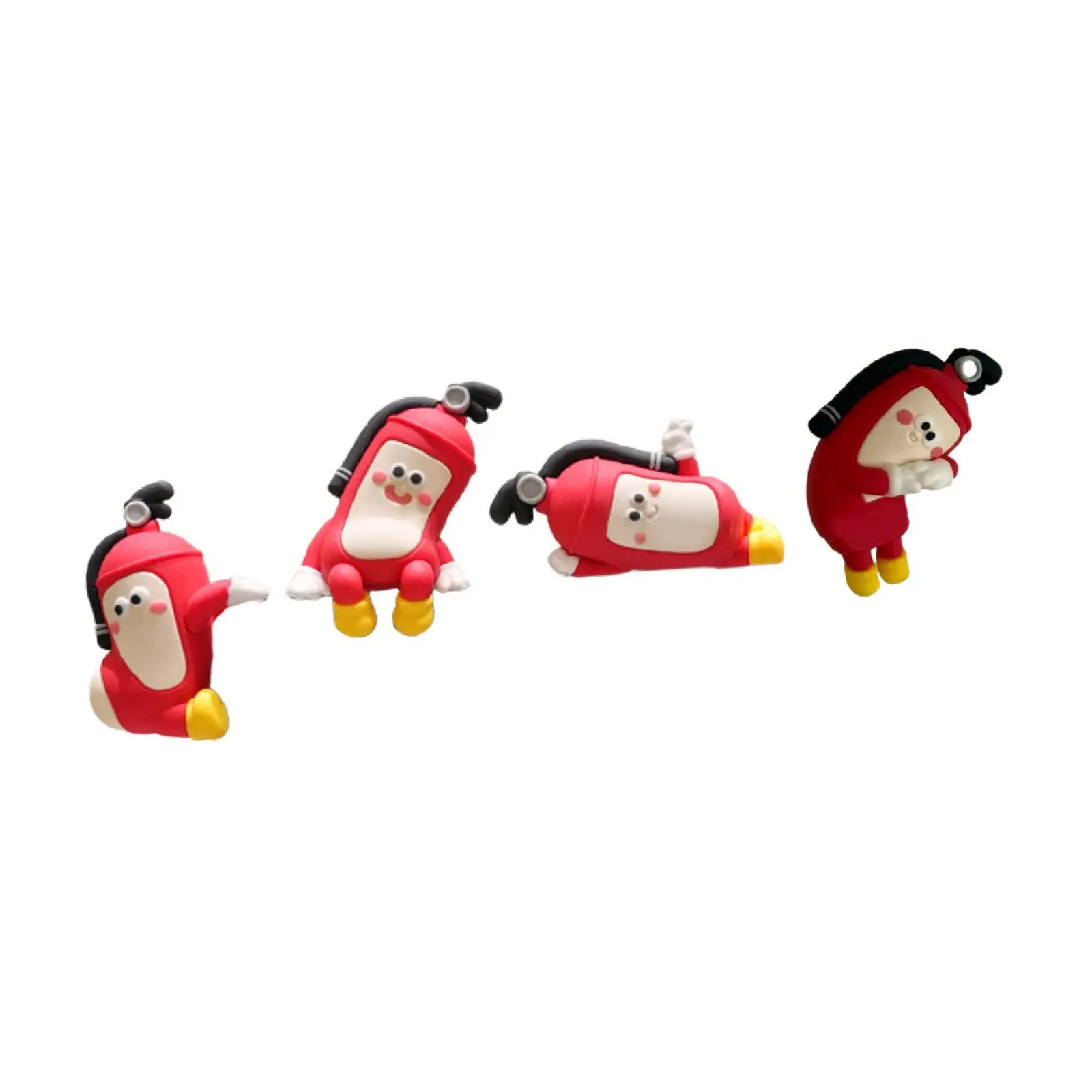 4 Pieces Figurine Computer Decors Small Statues Funny Creative Gifts Ornaments for Desk Shelf Table