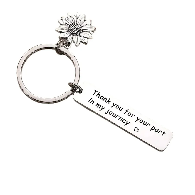 Llavero con colgante de girasol, gracias por tu parte en mi viaje, regalo para buenos amigos, llavero inspirador, 1 ud. - imagen 5