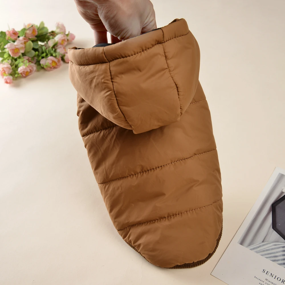 Abrigo de lana cálido para perros, Sudadera con capucha para perros pequeños y medianos, ropa de invierno para cachorros, chaqueta con anillo en D, disfraz Parka grueso y acogedor de Pug y perro salchicha - imagen 2