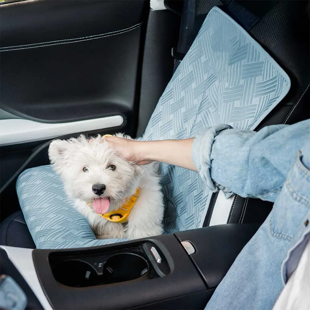 Estera para mascotas para coche, estera para asiento de seguridad para coche, cama para mascotas con autorrefrigeración de verano, estera para coche fresca de verano, estera para mascotas desmontable y lavable, azul - imagen 2