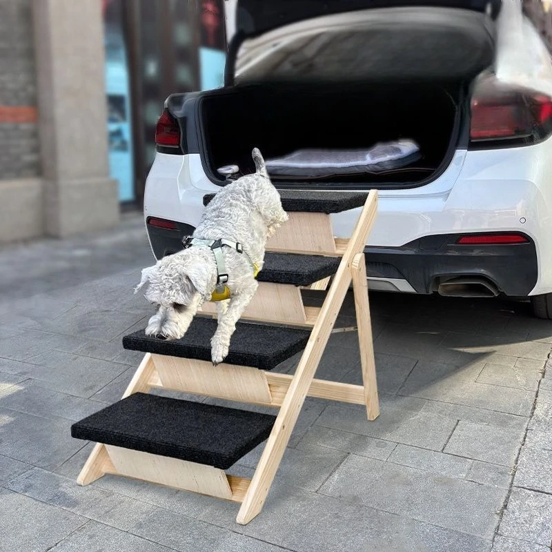 Escaleras de madera para cachorros, accesorios portátiles para escaleras para perros pequeños, escaleras plegables para perros de interior, producto para transportar coches y mascotas - imagen 3