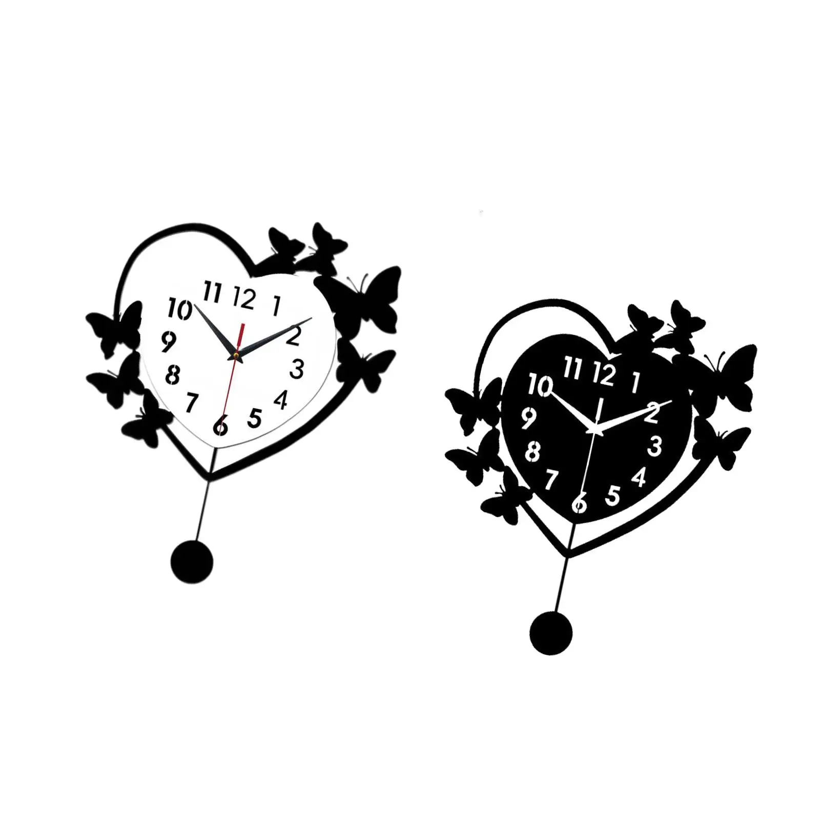 Reloj de pared acrílico silencioso moderno decoración corazón mariposa - imagen 2
