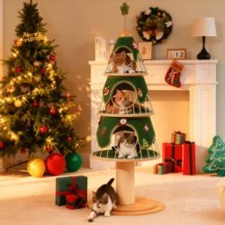 Torre de árbol para gatos Navidad con cojines y postes rascar