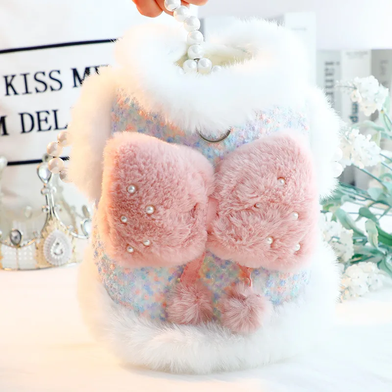 Ropa para perros, disfraz cálido de princesa para perros de invierno, chaleco con lazo, chaqueta o perros pequeños, medianos y grandes, Chihuahua Bulldog