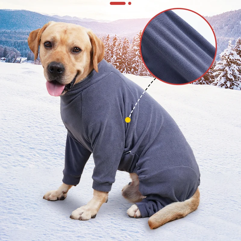 Abrigo de invierno para perros, chaqueta cálida para perros, traje de nieve de cuerpo completo con cuello alto de forro polar para cachorros, suéter cómodo a prueba de viento - imagen 4