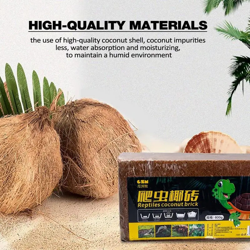 Ropa de cama de cáscara de coco de sustrato de reptil, ladrillo de sustrato de cocofibra Natural, accesorios de Habitat de tortuga - imagen 2