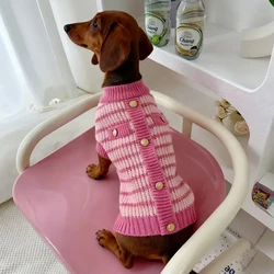 Suéter rosa para perros salchicha - Cárdigan de invierno práctico