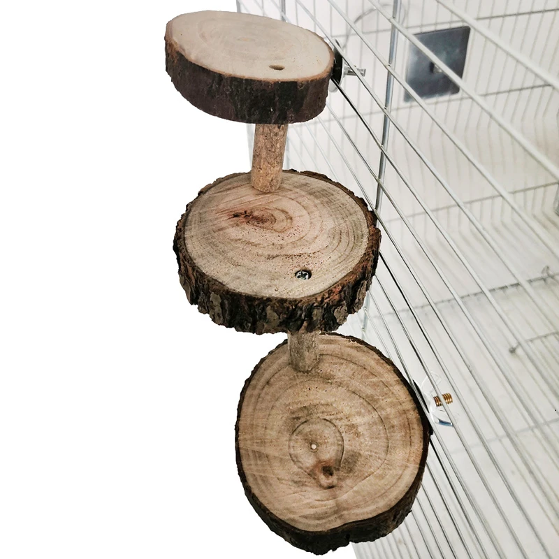 Escalera de madera para hámster de Color aleatorio, 3/5 escalones, para animales pequeños, escalera de escalada, juguetes, soporte para loros y pájaros, perchas, jaula para mascotas - imagen 3