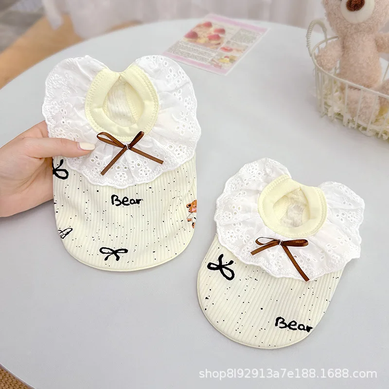 Chaleco con lazo de primavera para mascotas, Collar de encaje para perros, chaleco de peluche para perros pequeños, vestido para gatos, ropa para cachorros, accesorio para perros pequeños