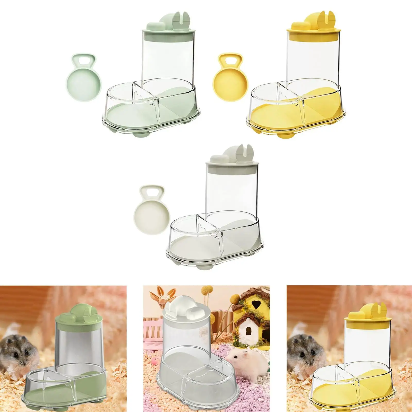 Automatic Hamster Feeder Feeding Station Large Capacity Auto Dispenser Feeding Bowl for Little Animals Dwarf Chinchillas Mice