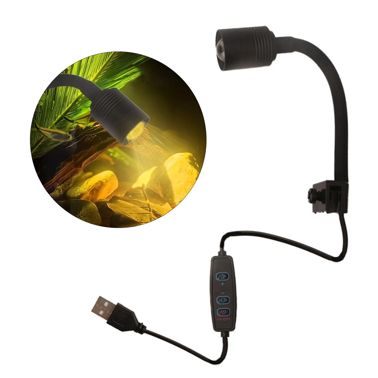 Aquarium Landscape Lighting USB Interface Energy Efficient 360° Rotation Adjustable Angle Fish Tank Underwater Spotlight