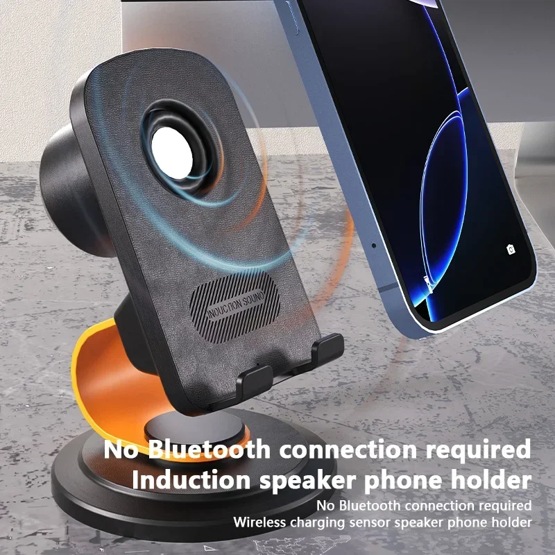 Soporte para teléfono móvil, altavoz de inducción inteligente con Bluetooth, soporte ajustable para tableta en vivo de escritorio 360, soporte para teléfono móvil - imagen 3