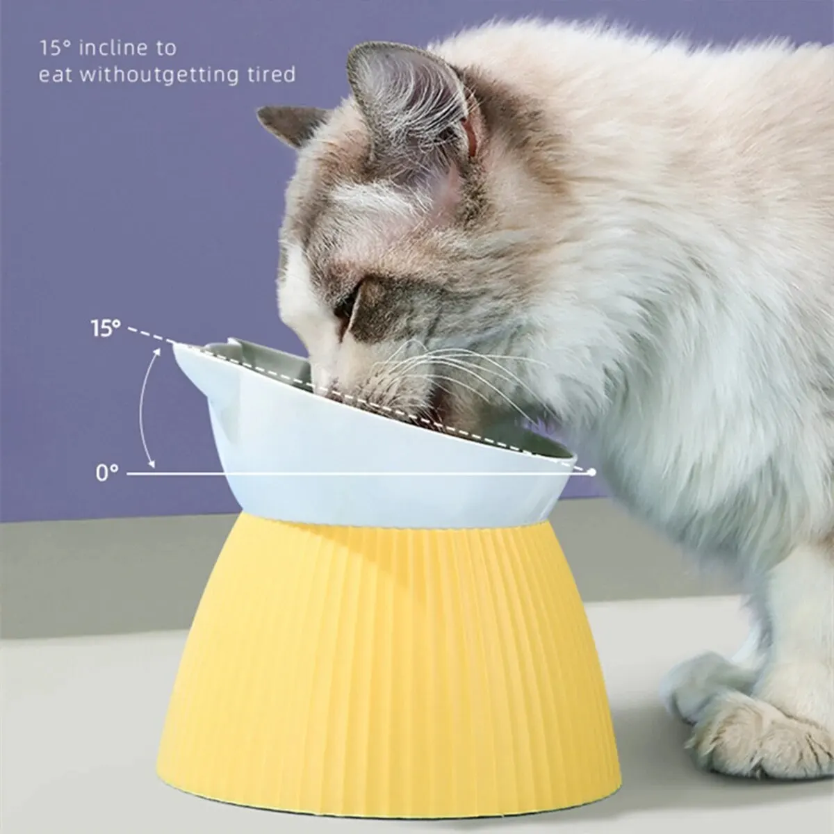 Cuencos elevados para gatos con soporte elevado, 15 soportes inclinados para protección del cuello con diseño para gatos, cuenco alimentador de agua para alimentos para mascotas para gatos o perros pequeños, 1 ud. - imagen 2