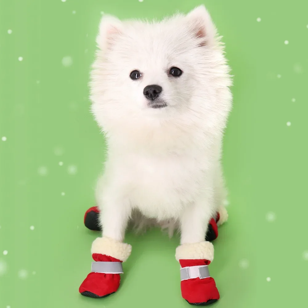 Zapatos para mascotas, zapatos antideslizantes e impermeables para perros, no caen, zapatos de algodón cálidos y gruesos para otoño e invierno, botas de nieve