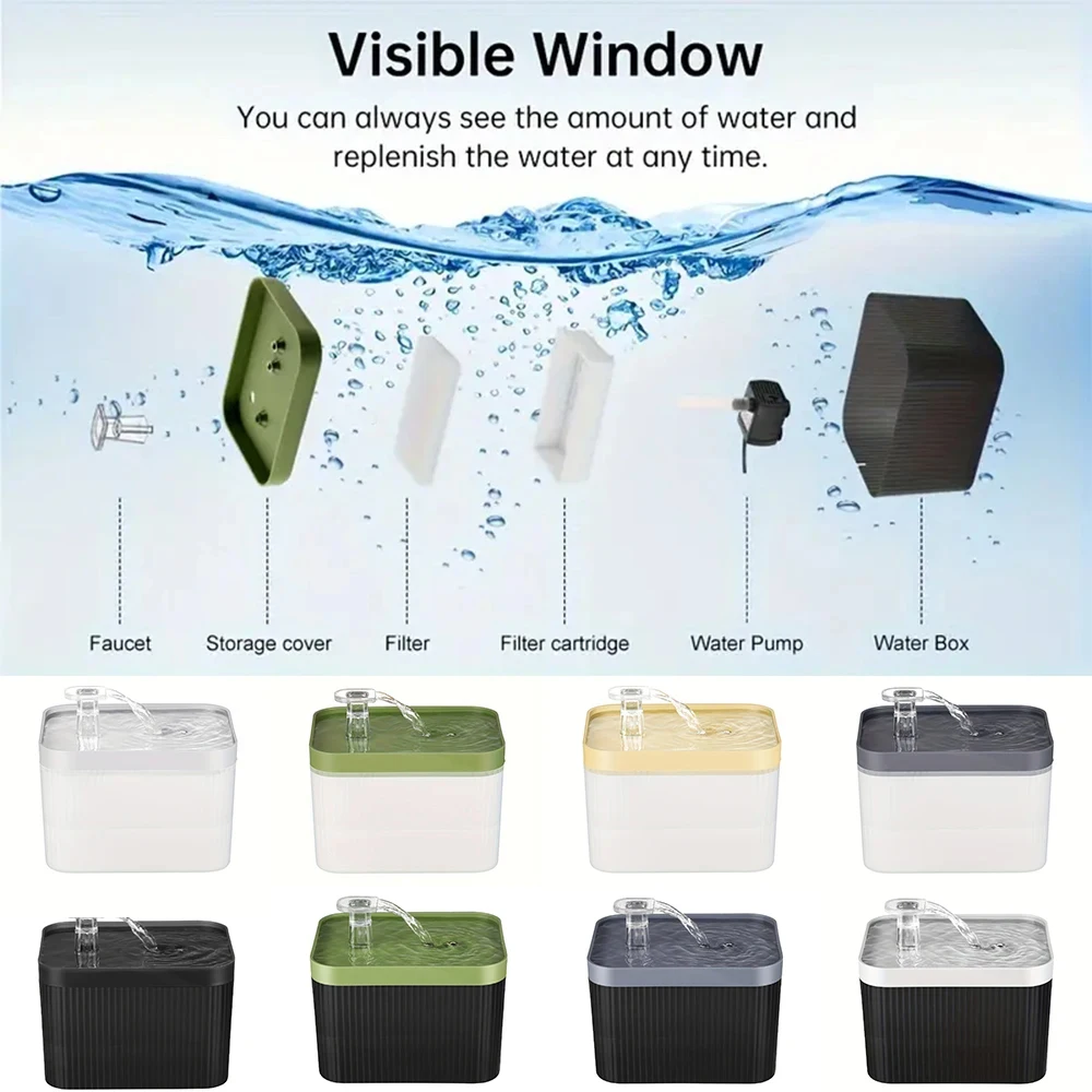 Dispensador automático de agua para mascotas, USB de 2.5L silenciosa con bomba de agua, tazón para beber, filtro de circulación adecuado para gatos y perros - imagen 5