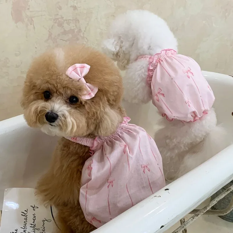 Ropa amarilla con lazo para mascotas, vestido de capas con volantes de encaje blanco para perros pequeños, vestido de fiesta de boda, ropa de princesa con flores para perros y niñas - imagen 2