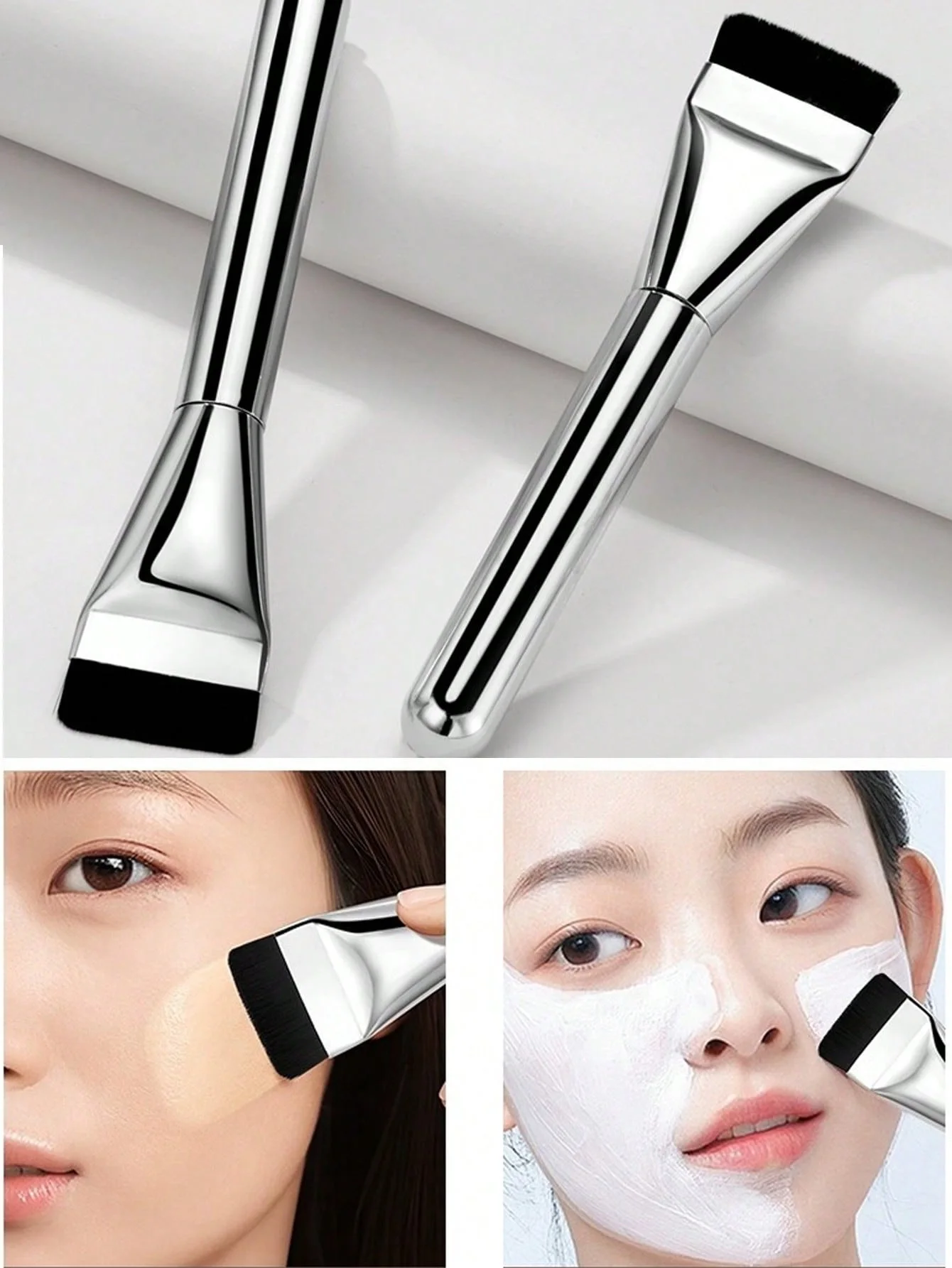 Brocha maquillaje base líquida ultrafina sin rastro – Cabezal plano - imagen 2