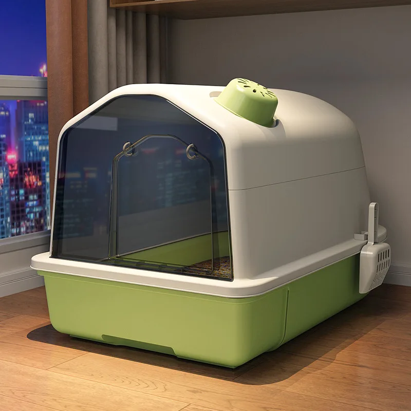 Caja de arena cerrada extragrande para gatos con filtro antiproyectiles - imagen 4