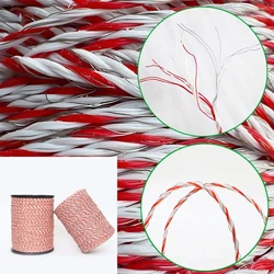 Rollo de 200/500M, cuerda de poliéster eléctrica con cuerda de polietileno de acero para cercas de animales y caballos, alambre y accesorio de resistencia ultrabaja