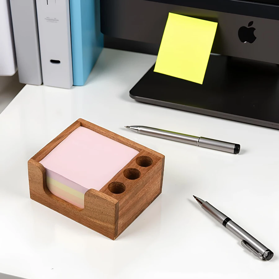 Organizador de Escritorio de Madera con 3 Portaplumas y Porta Notas - imagen 2
