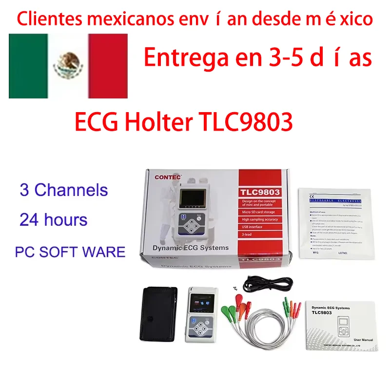 CONTEC-Sistema de Monitor de ECG dinámico, 3 canales, EKG Holter, TLC9803, TLC 9803 - imagen 2