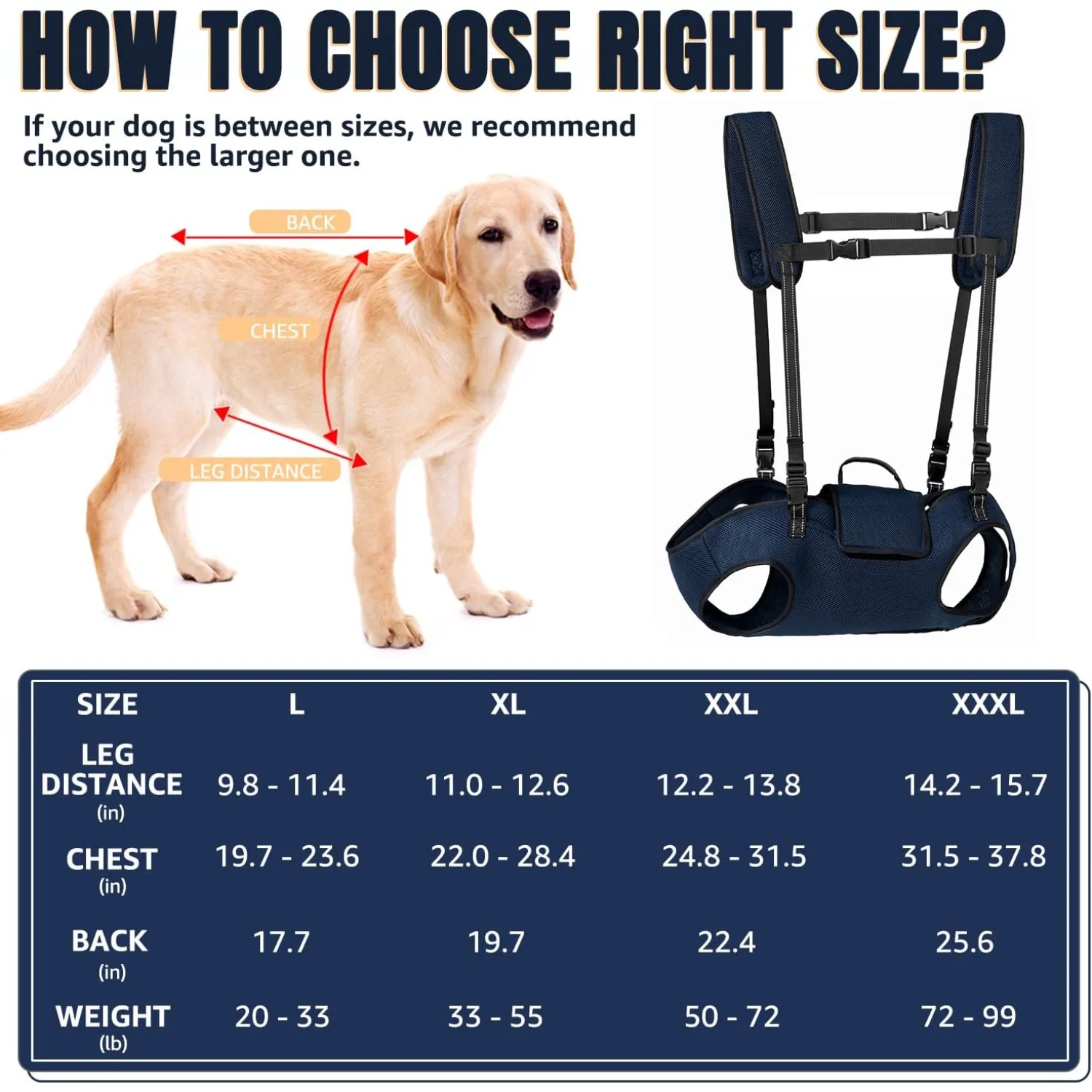 Arnés elevador para perros mayores o discapacitados – Soporte transpirable para mover - imagen 2