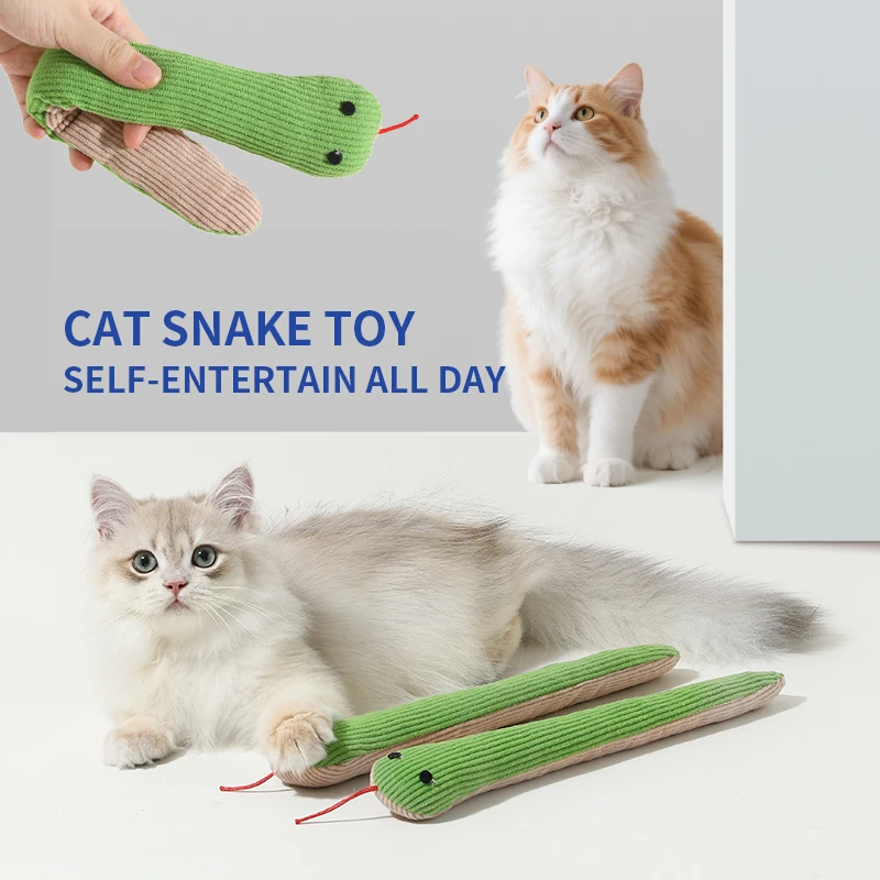 Juguete de hierba gatera para gato, simulación de serpiente verde pequeña, juguete para gato, sonido de papel crepé, juguetes interactivos para masticar para gato, regalo