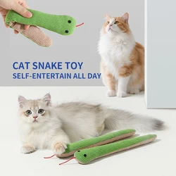 Juguete de hierba gatera para gato, simulación de serpiente verde pequeña, juguete para gato, sonido de papel crepé, juguetes interactivos para masticar para gato, regalo