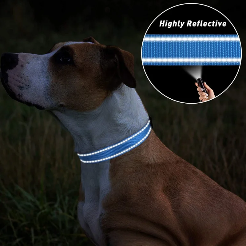 Collar reflectante de nilón para perros pequeños, medianos y grandes - imagen 2