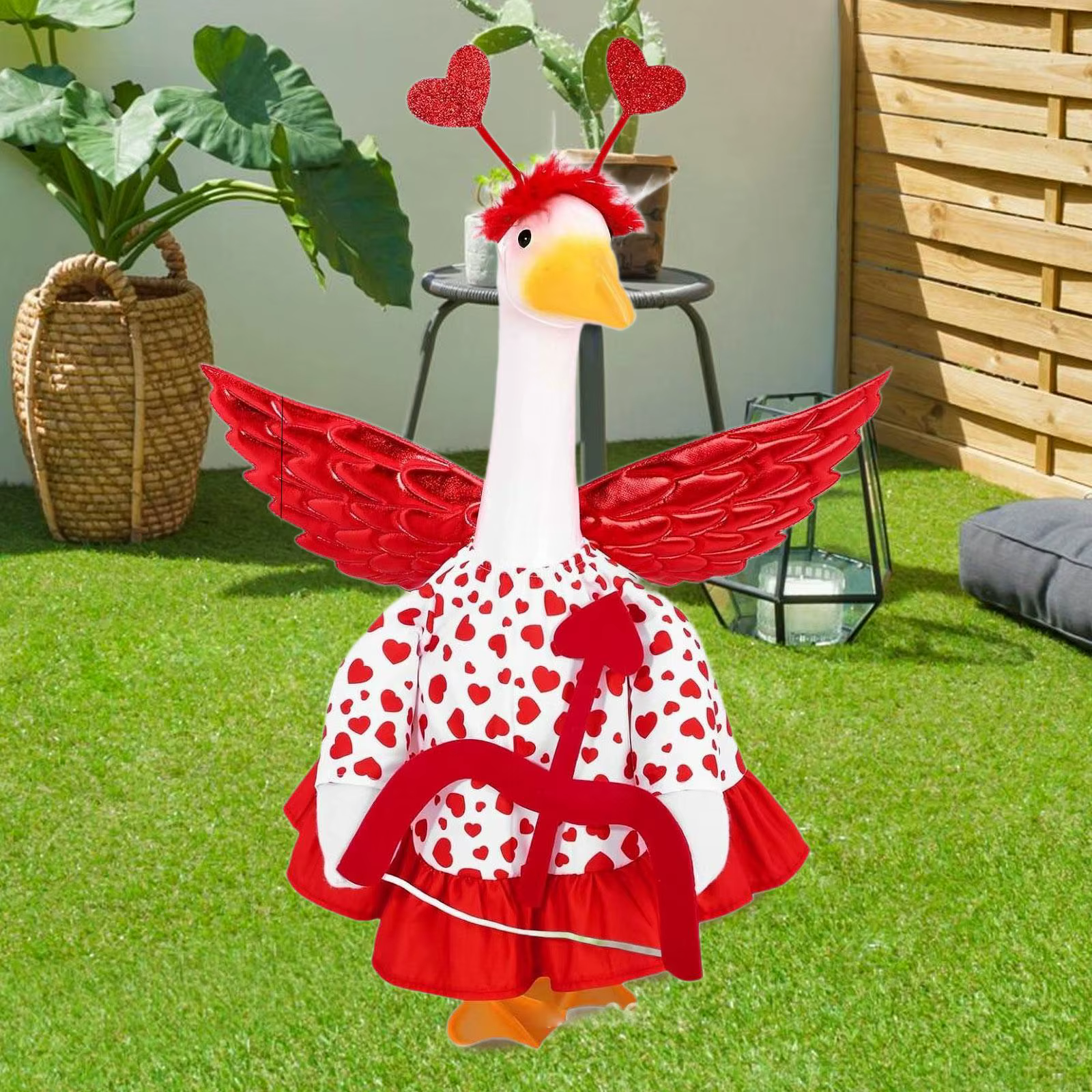Vestido rojo estatua de ganso para jardín – decoración exterior - imagen 2