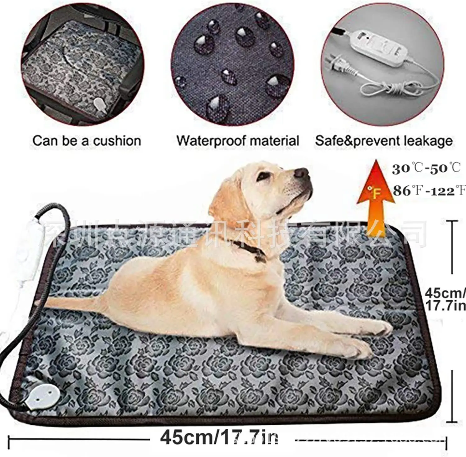 Almohadilla calefactora para mascotas, manta eléctrica, impermeable y resistente al desgaste, estándar europeo, 110V, EE. UU., 220V, con Control de temperatura - imagen 2