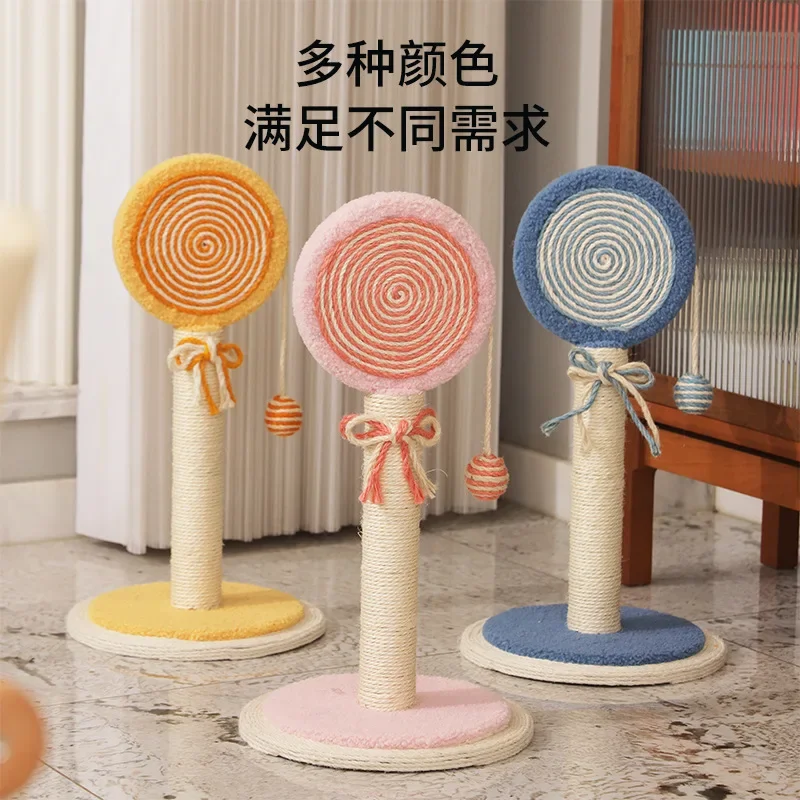 El tablero rascador para gatos de Sisal es resistente al desgaste y resistente a rascar sin migas. Lollipop Cat Columna rascadora Juguete para mascotas - imagen 3