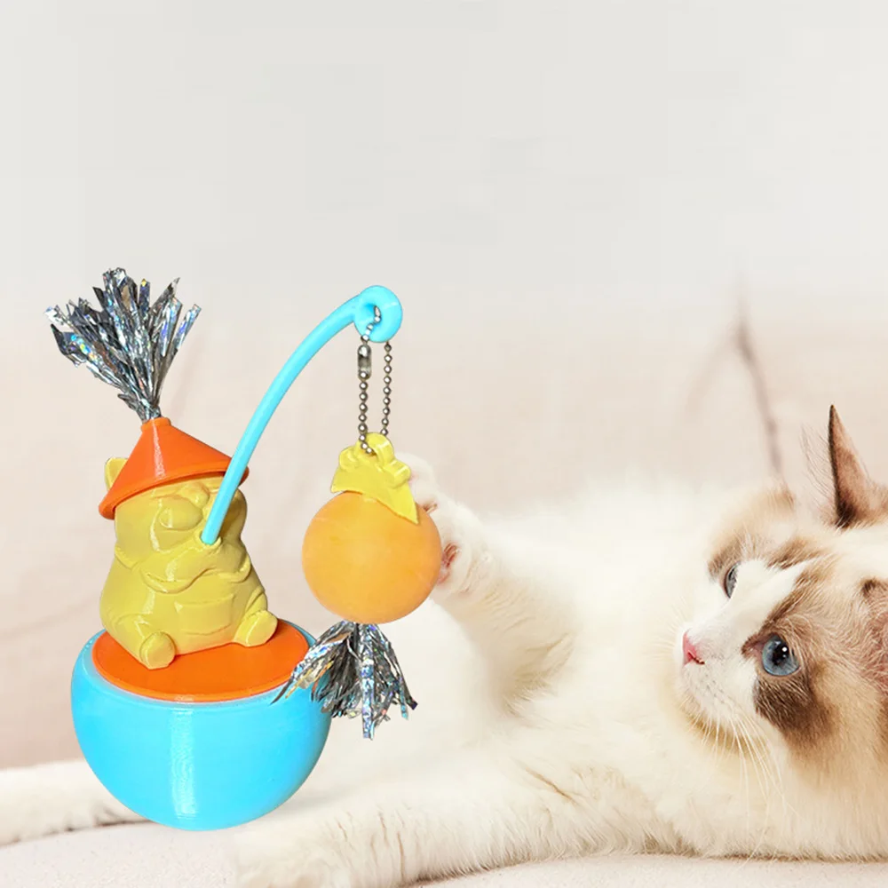 Nuevo juego de juguetes para gatos: varita teaser + lindo vaso para rascar la bola, autojuego para aliviar el aburrimiento, - imagen 4