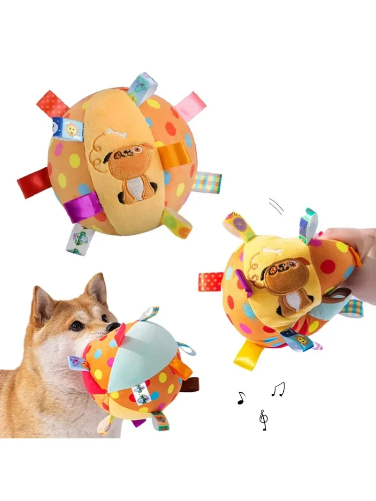 Pelota interactiva para perros, juguete para masticadores agresivos, entrenamiento, descompresión, mango de felpa resistente a mordeduras, juguetes para perros con campanas, suministros para mascotas - imagen 3