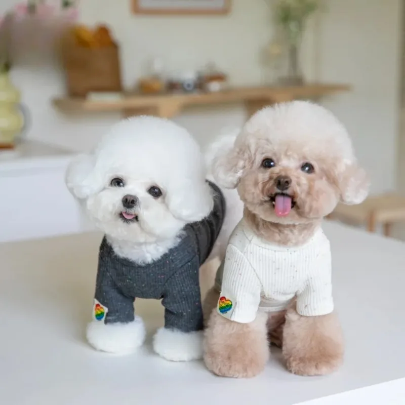 Ropa Love para perros, moda de invierno, ropa interior cálida tejida para mascotas, falda en T de dos patas, ropa para cachorros para perros pequeños