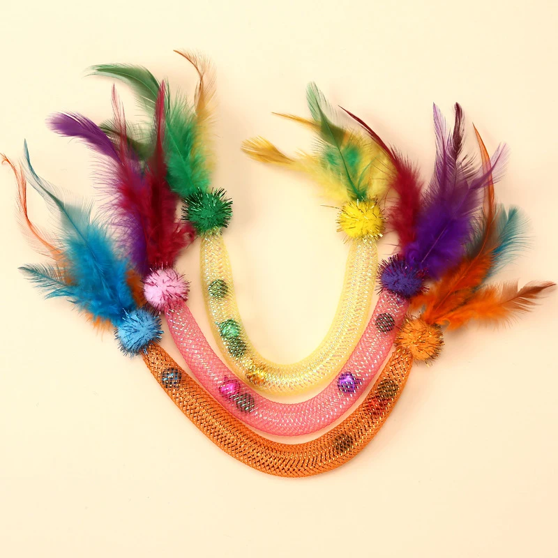 Mordida de gato cuerda elástica juguete para gato juguetes juguetes juguetes juguetes para provocar palos de gato para aliviar el aburrimiento y plumas - imagen 2