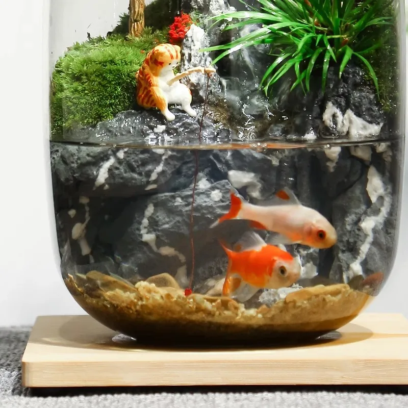 Acuarios, pecera pequeña, botella de plantas ecológica, cuencos de peces, luz para niños, pecera de visualización, micropaisaje, decoración de escritorio para oficina - imagen 2