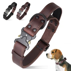 Collar de piel para perros medianos y grandes con hebilla segura