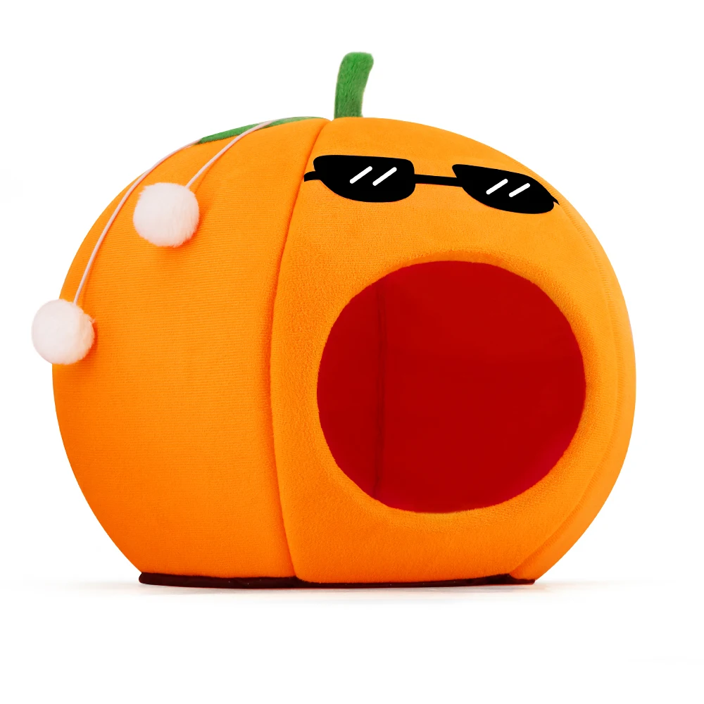 Cama para mascotas con forma de fruta de aguacate/calabaza/pera con bola interactiva colgante, casa para gatos para relajación y siesta de gatos en interiores - imagen 4
