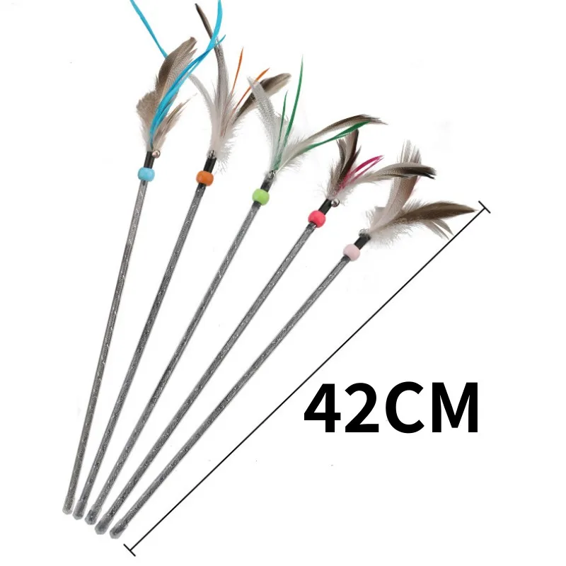 Juguete interactivo con borla de plumas para gatos – Mango largo - imagen 5