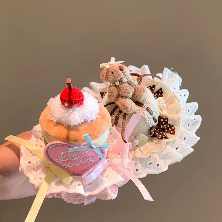 Sombrero de pastel de cereza rosa para mascotas, horquilla para perro, accesorios de decoración para fotos de fiesta, sombreros de cumpleaños, accesorios para cachorros - imagen 2