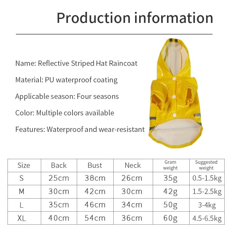 Chubasquero para perros, chubasquero reflectante impermeable para cachorros para perros pequeños y medianos como Chihuahua, Corgi, Teddy, Poncho para mascotas a prueba de nieve - imagen 5